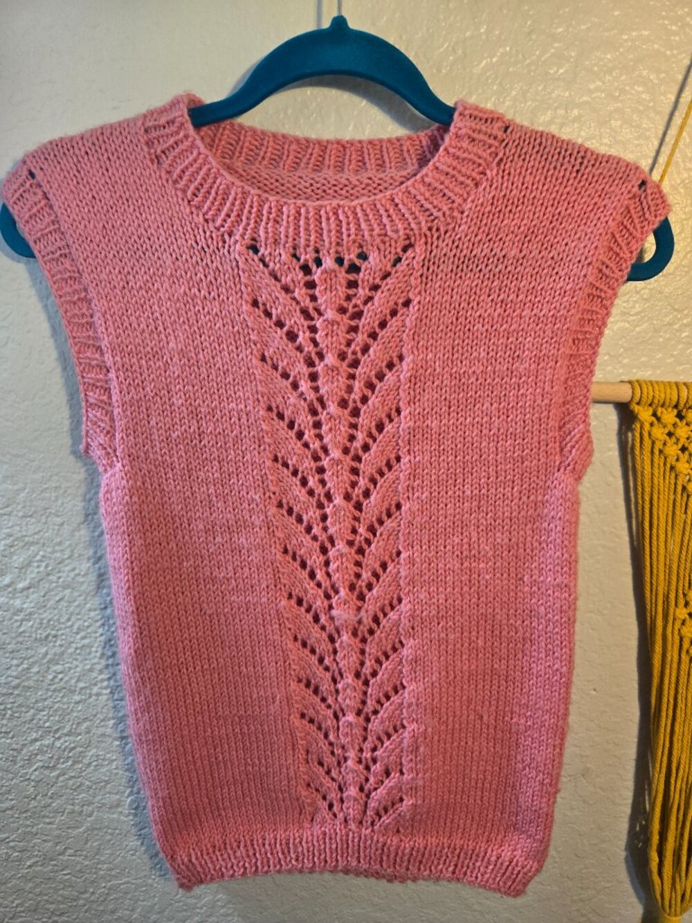 Hand Knit Pink Sleeveless Sweater Vest